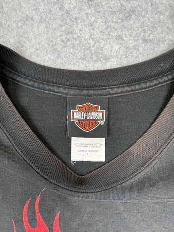 Vintage Harley Davidson Barnes Flame Tee Black