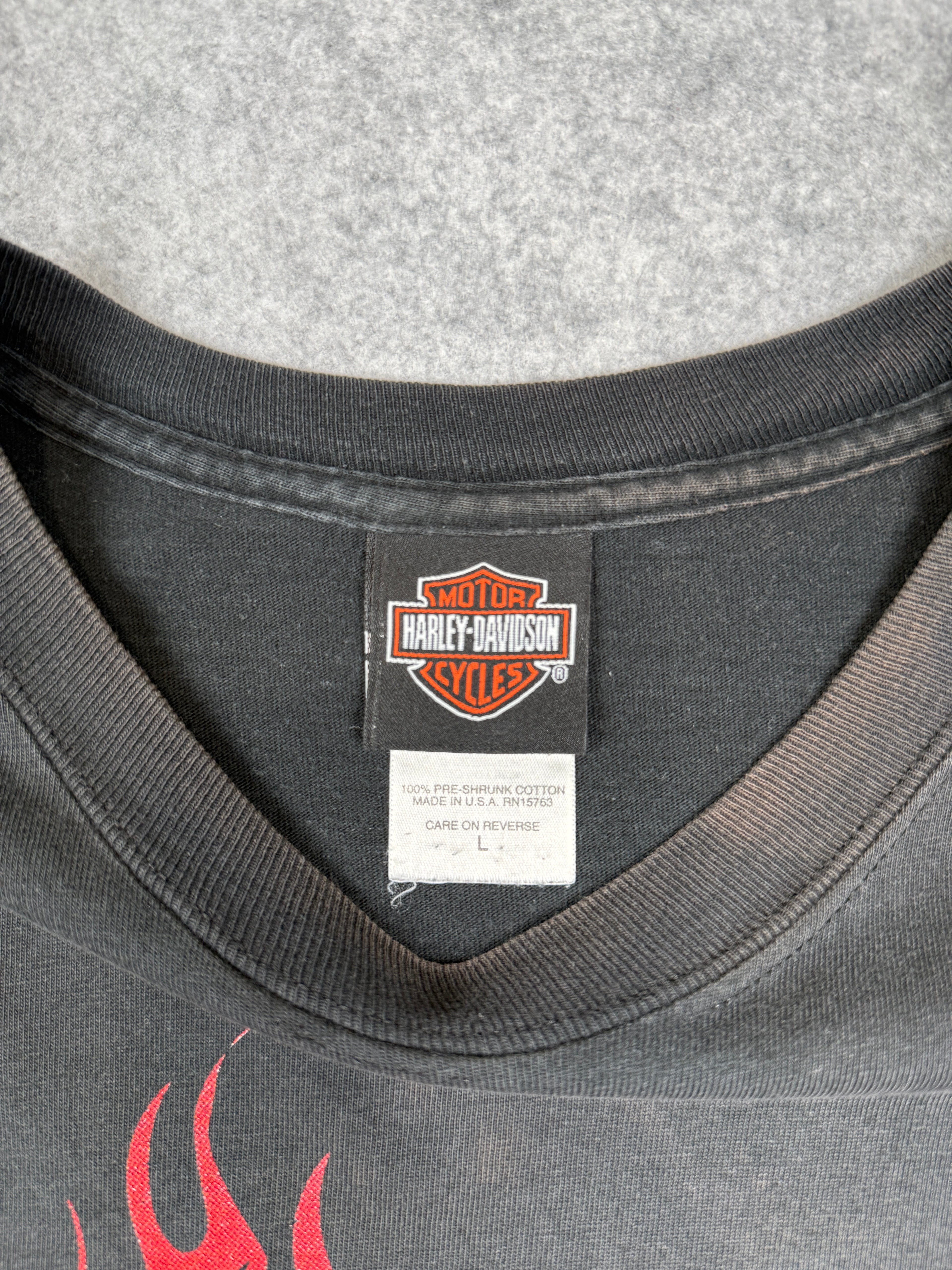 Vintage Harley Davidson Barnes Flame Tee Black