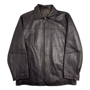 Vintage Balenciaga BB Paris Leather Jacket Brown
