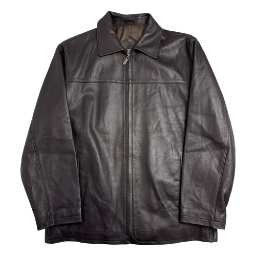Vintage Balenciaga BB Paris Leather Jacket Brown | Vintage Clothing Store Canada