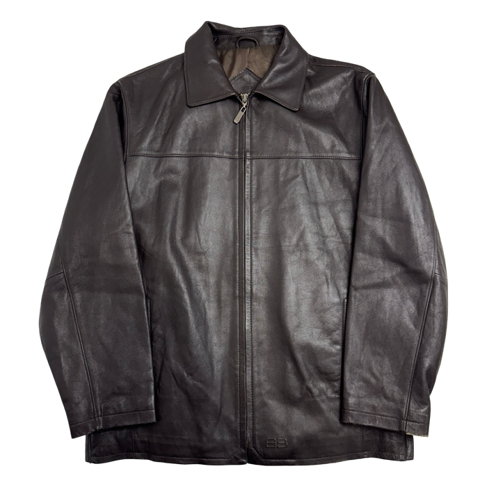 Vintage Balenciaga BB Paris Leather Jacket Brown | Vitnage Clothing Store Canada