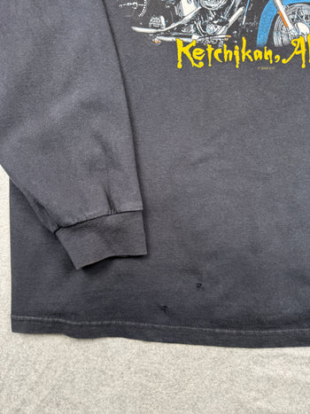 Vintage Harley Davidson Alaska Inside Passage L/S Tee Black