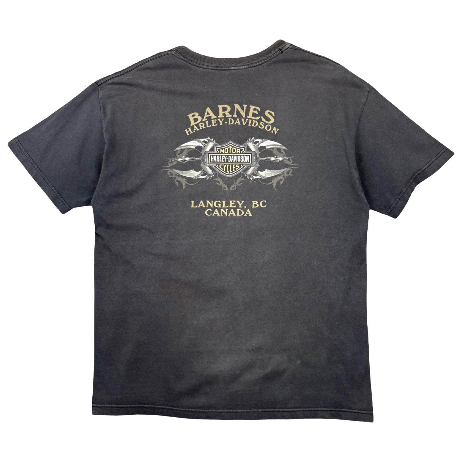Vintage Harley Davidson Barnes Flame Tee Black