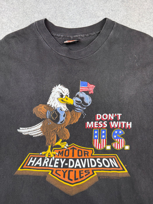 Vintage Harley Davidson Don't Mess With U.S. Tee Black | Vitnage Clothing Store Canada