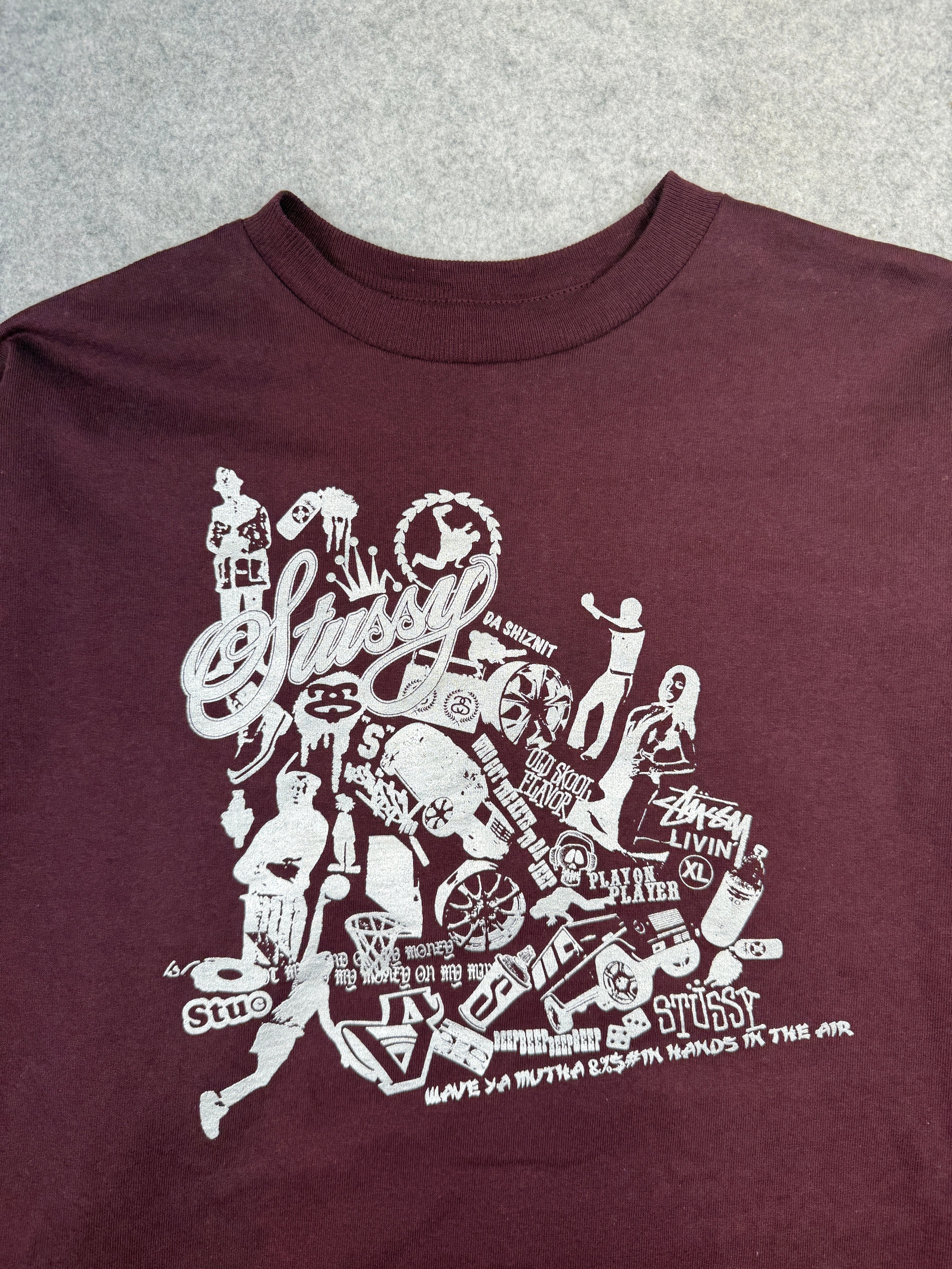Vintage Stussy Da Shiznit L/S Tee Burgundy