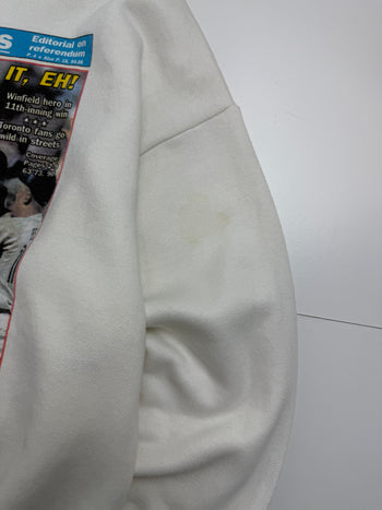 Vintage 1990's Toronto Blue Jays News Paper Sweatshirt White