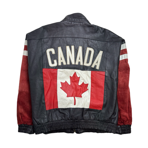 Vintage Canada Flag Leather Jacket | Vintage Clothing Store Canada