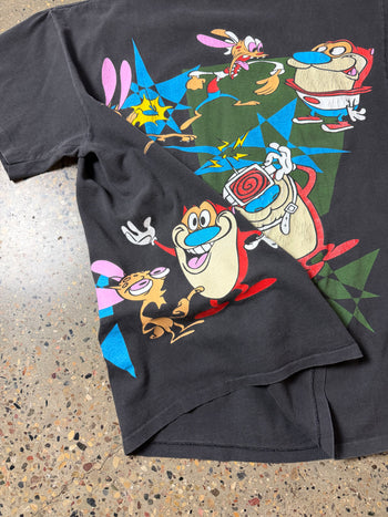 1992 Vintage Nickelodeon The Ren & Stimpy Show Tee Black
