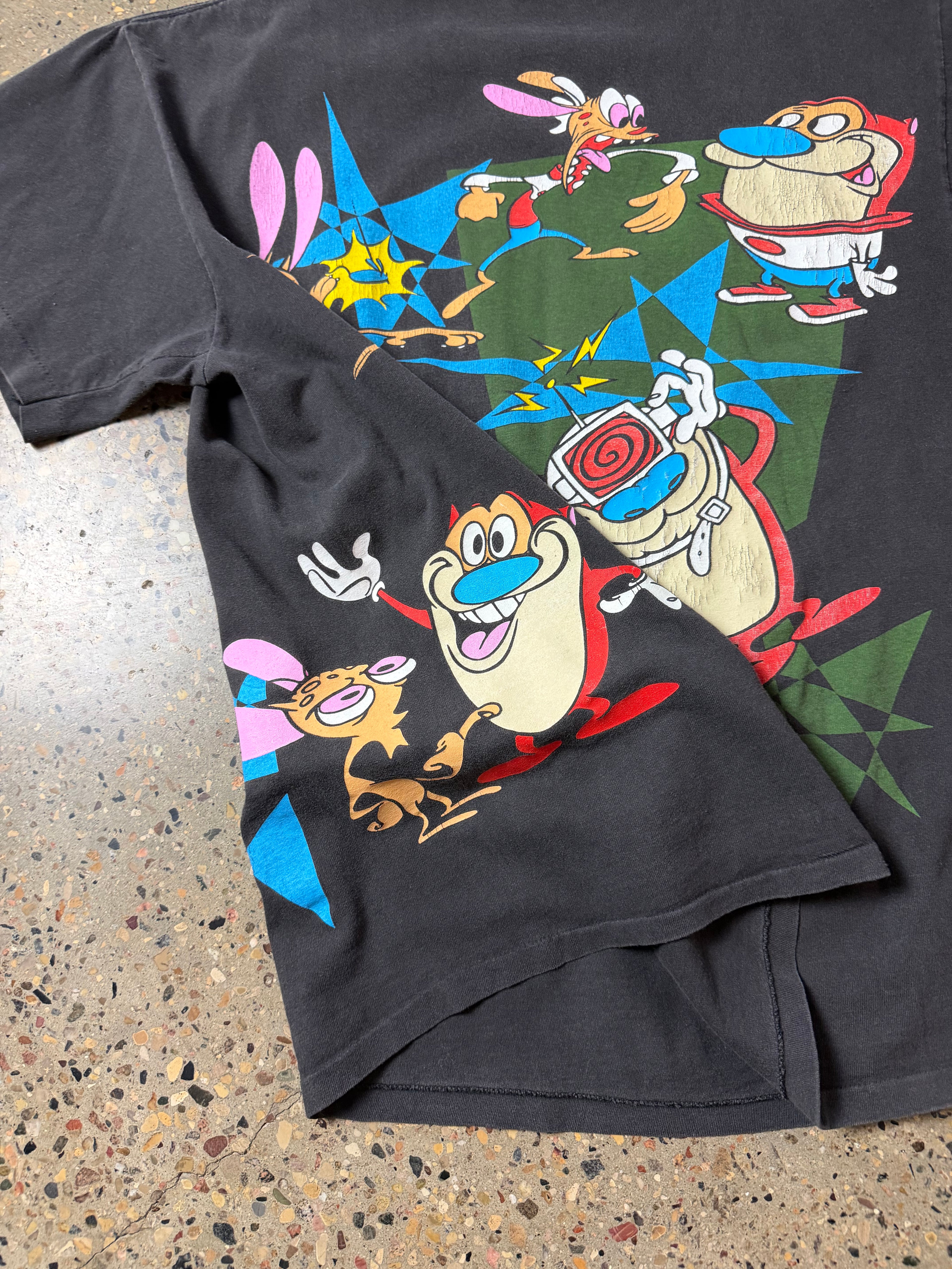 1992 Vintage Nickelodeon The Ren & Stimpy Show Tee Black