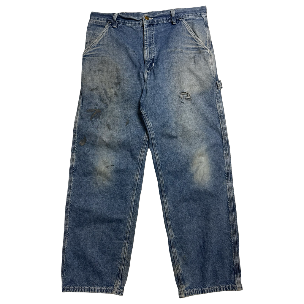 Carhartt Plaid Lined Carpenter Denim Pants