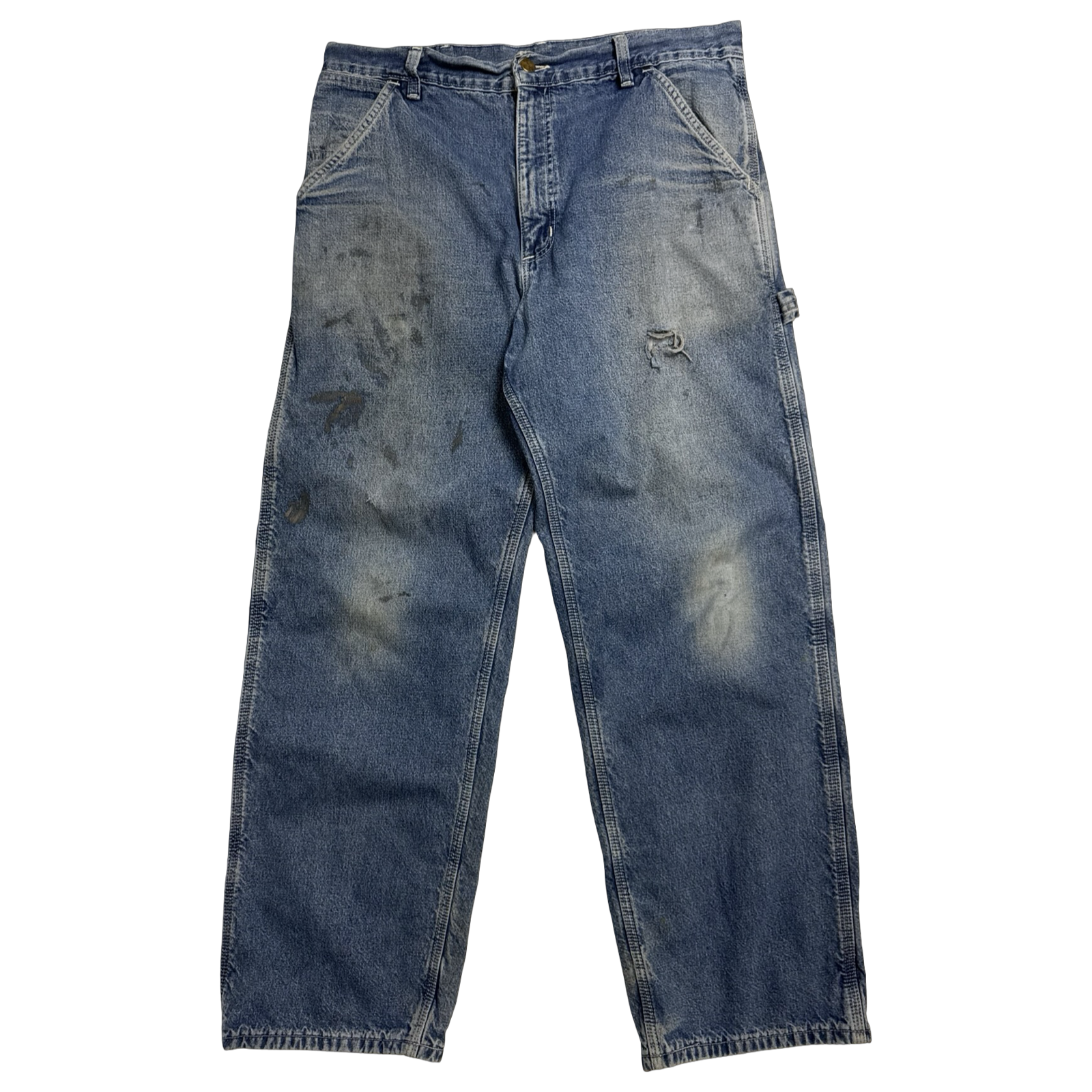 Carhartt Plaid Lined Carpenter Denim Pants