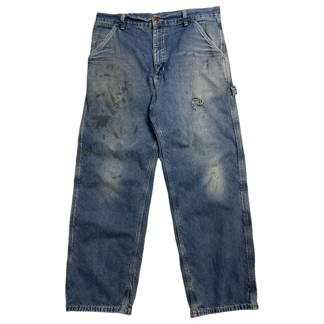 Carhartt Plaid Lined Carpenter Denim Pants