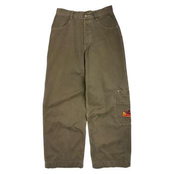 Concrete Side Pocket Embroidered Pants Olive