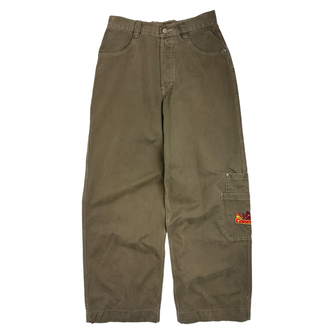 Concrete Side Pocket Embroidered Pants Olive