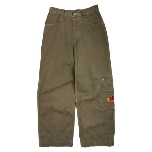 Concrete Side Pocket Embroidered Pants Olive | Vintage Clothing Store Canada