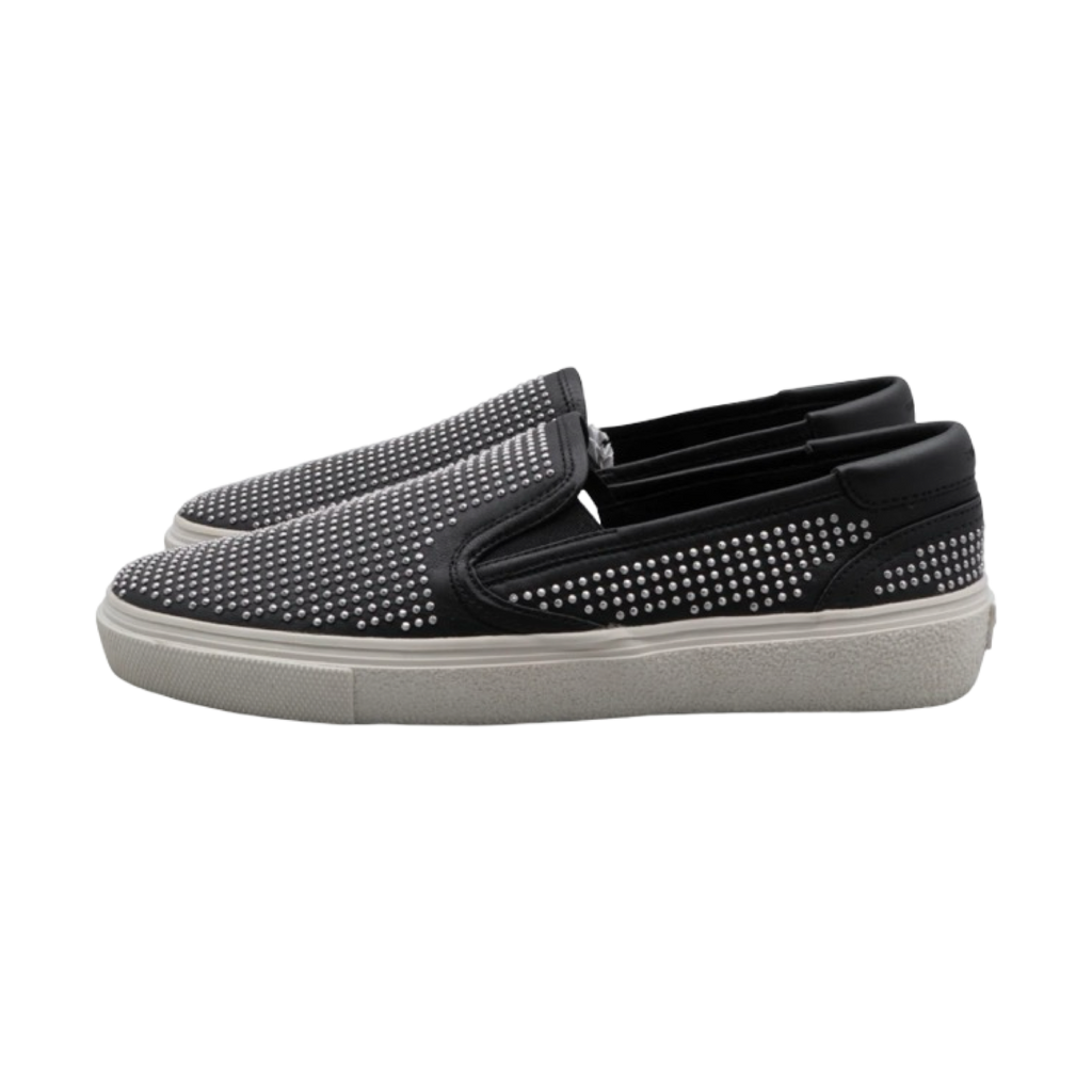 Saint Laurent Paris Micro Studded Leather Slip On Sneakers Black