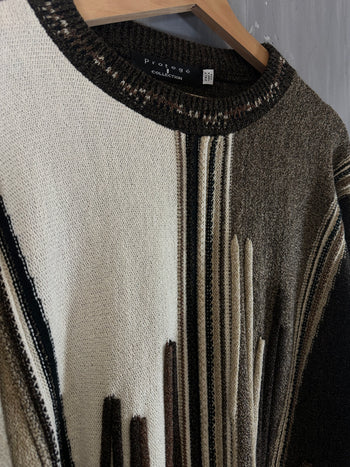 Vintage Protege 3D Textured Knit Sweater Brown