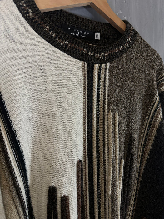 Vintage Protege 3D Textured Knit Sweater Brown | Vitnage Clothing Store Canada