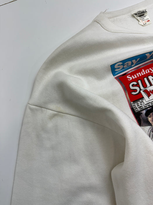 Vintage 1990's Toronto Blue Jays News Paper Sweatshirt White | Vitnage Clothing Store Canada