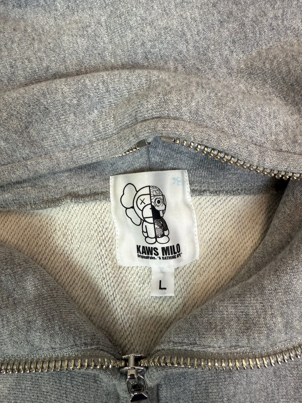 BAPE x Original Fake x Kaws Baby Milo Full Zip Hoodie Grey (USED)