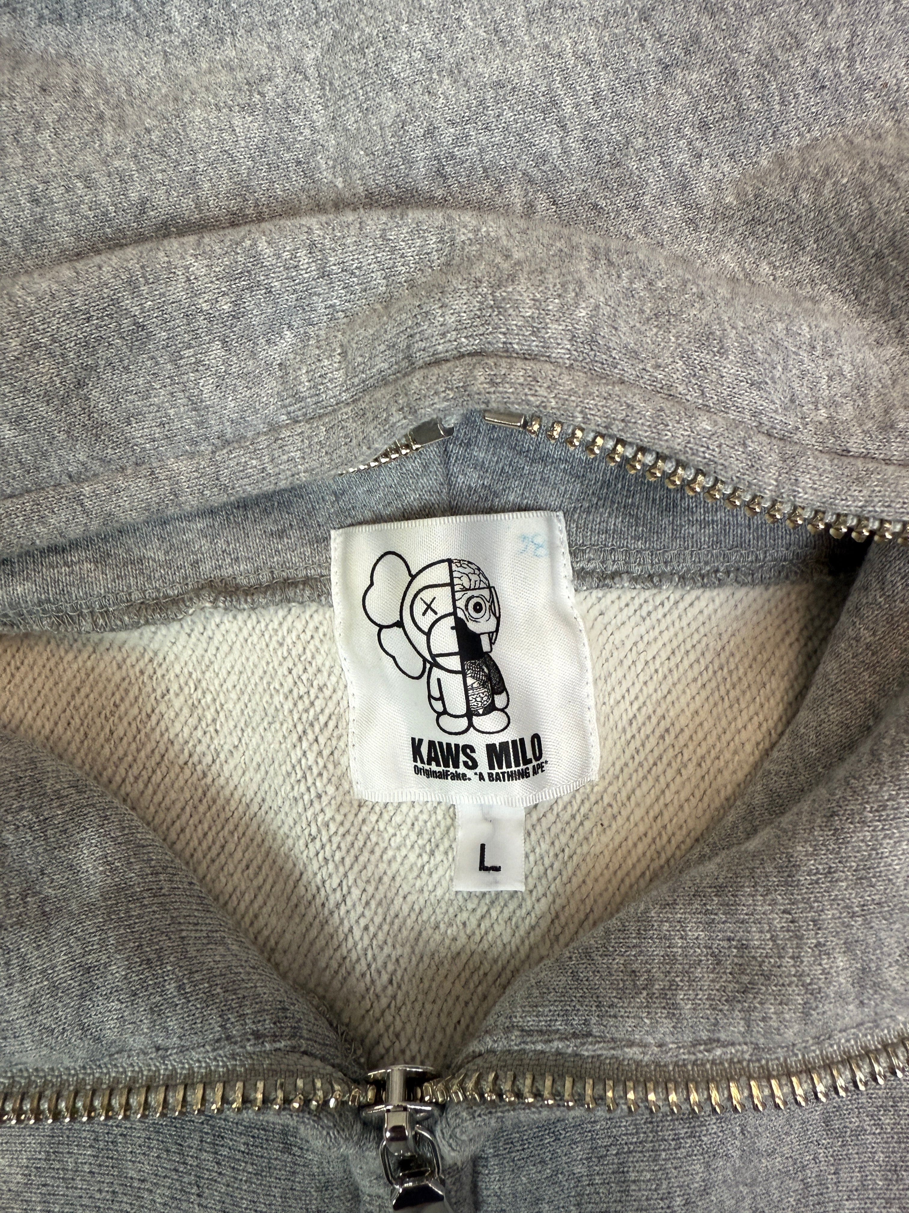 BAPE x Original Fake x Kaws Baby Milo Full Zip Hoodie Grey (USED)