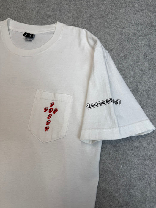 Vintage Chrome Hearts Rolling Stones Scroll Tee White | Vitnage Clothing Store Canada