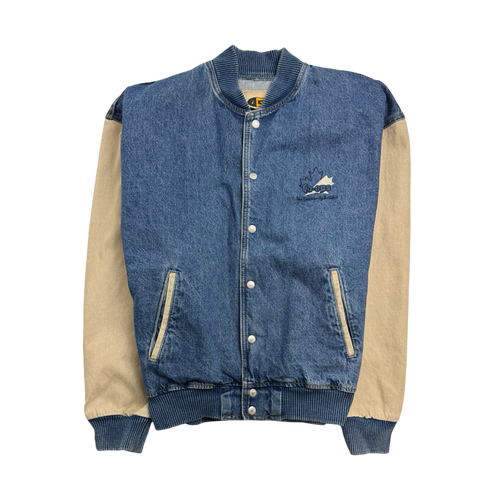 Vintage Denim Varsity Button Up Jacket | Vintage Clothing Store Canada