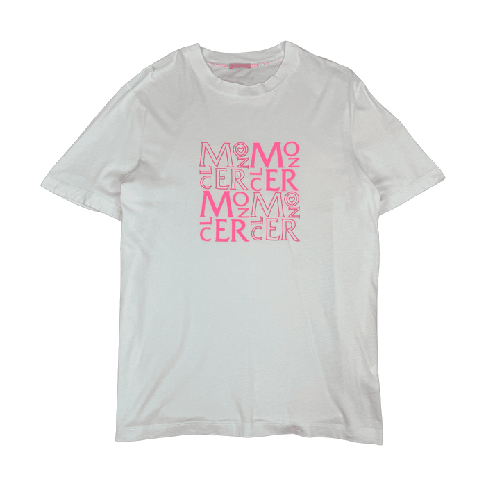 Moncler Love Moncler Pink Logo Tee White (USED) | Vitnage Clothing Store Canada