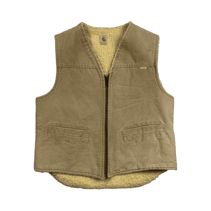 Vintage 90s Carhartt Sherpa Lined Vest Beige | Vitnage Clothing Store Canada