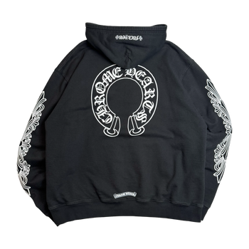Chrome Hearts Horseshoe Floral Sleeve Thermal Zip Up Sweater Black