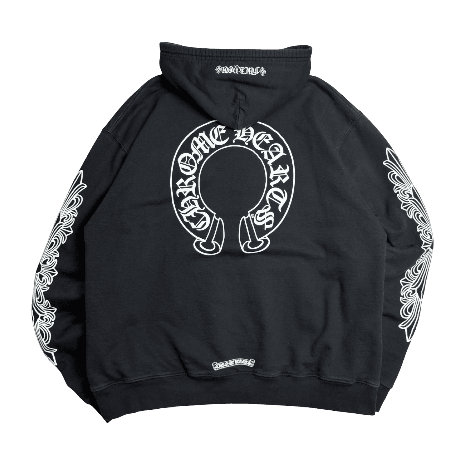 Chrome Hearts Horseshoe Floral Sleeve Thermal Zip Up Sweater Black