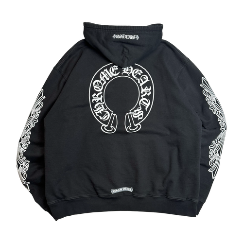Chrome Hearts Horseshoe Floral Sleeve Thermal Zip Up Sweater Black | Vintage Clothing Store Canada
