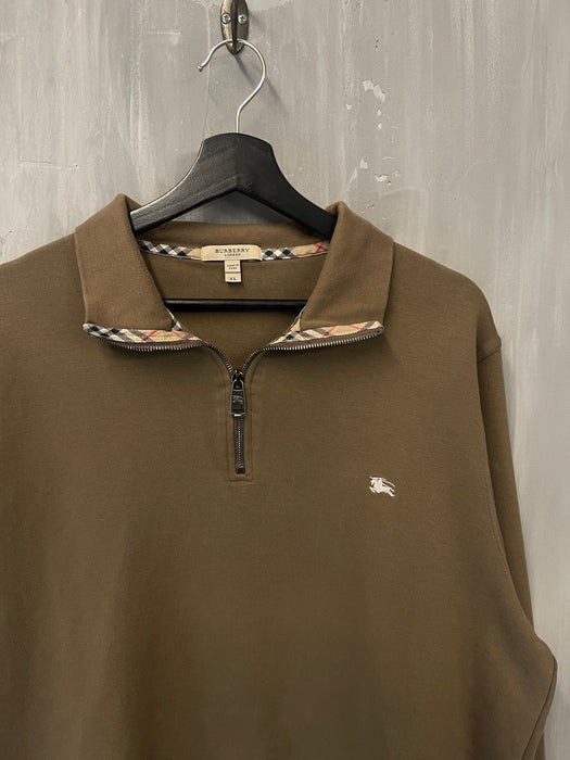 Burberry Quarter Zip Sweatshirt Brown (USED) | Vitnage Clothing Store Canada
