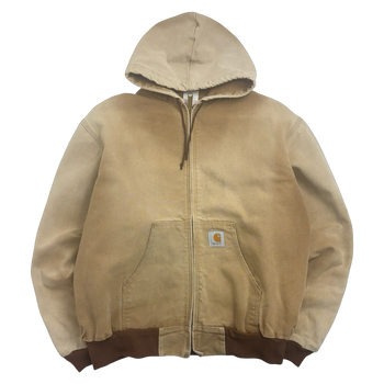 Vintage 90s Carhartt Active Hooded Work Jacket Tan