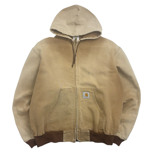 Vintage 90s Carhartt Active Hooded Work Jacket Tan | Vintage Clothing Store Canada