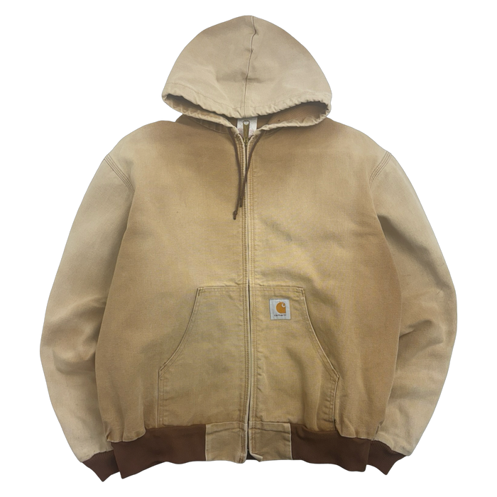 Vintage 90s Carhartt Active Hooded Work Jacket Tan | Vitnage Clothing Store Canada