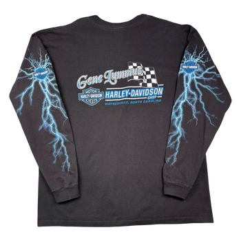 Vintage Harley Davidson Lightning Sleeve L/S Tee Black/Blue
