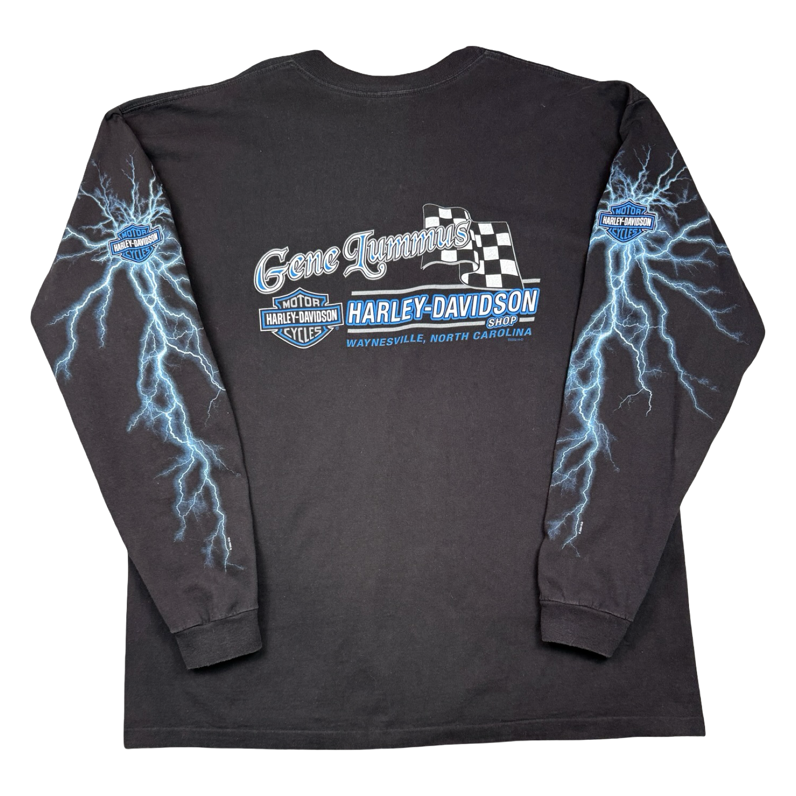 Vintage Harley Davidson Lightning Sleeve L/S Tee Black/Blue