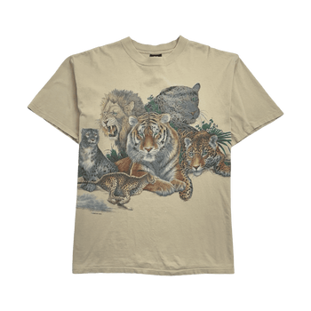 Vintage 90s Nature Big Cats Tee Cream