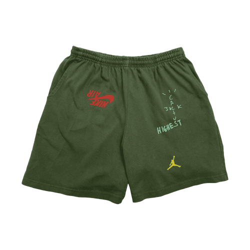 Travis Scott Jordan Cactus Jack Highest Sweatshorts Olive (USED) | Vintage Clothing Store Canada