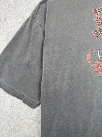 Vintage Harley Davidson Finish Flag Flame Tee Dark Grey