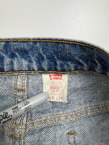 (37) Vintage 505 Levis Orange Tab Denim Pants