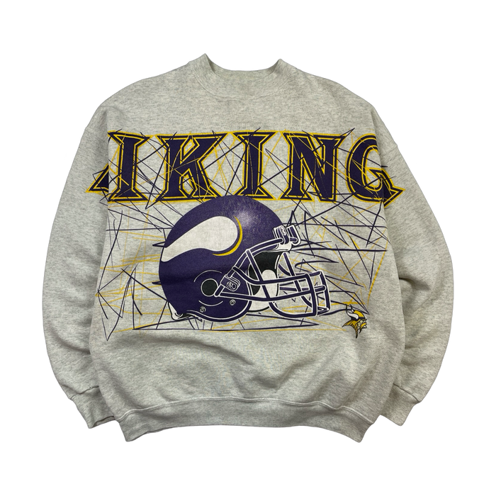 Vintage 1990s Minnesota Vikings Sweatshirt Grey | Vitnage Clothing Store Canada