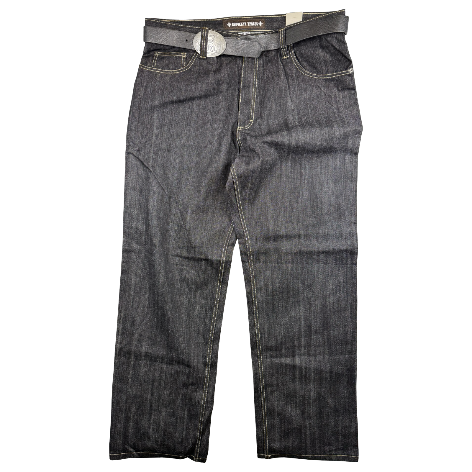 Vintage Y2K Brooklyn Xpress Belt Buckle Denim Jeans Black