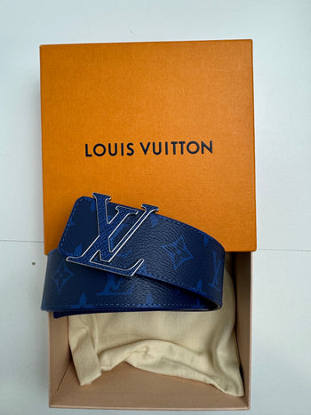 Louis Vuitton LV Initials Leather Monogram Belt Blue