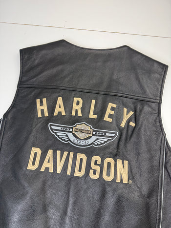 Vintage Harley Davidson 100th Anniversary Leather Vest Black