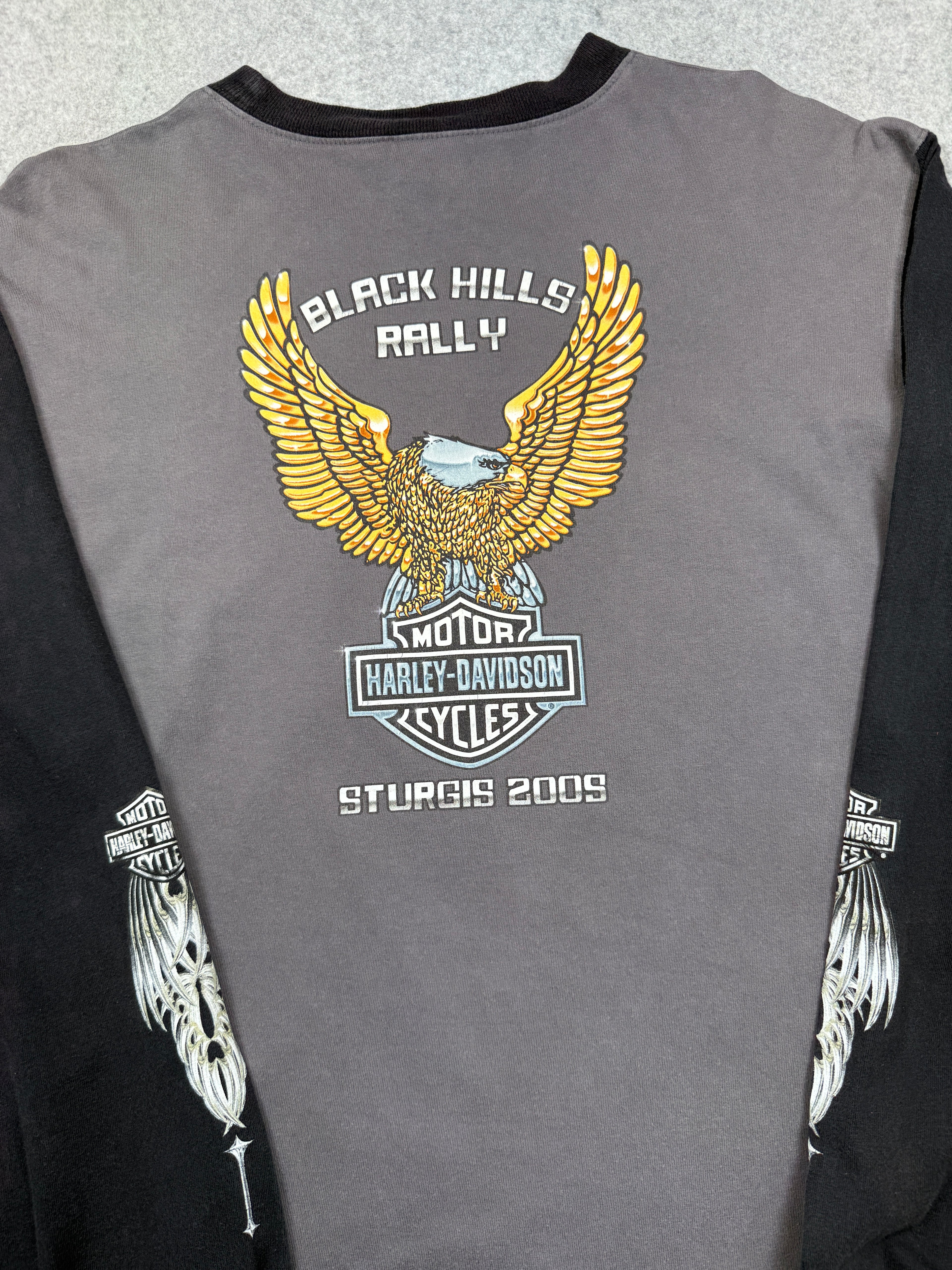 Vintage Harley Davidson Sturgis Chrome Eagle L/S Tee Grey