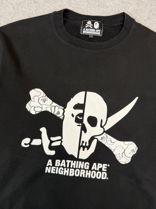 BAPE x Neighborhood Ape Skull Crewneck Black (USED) | Vitnage Clothing Store Canada