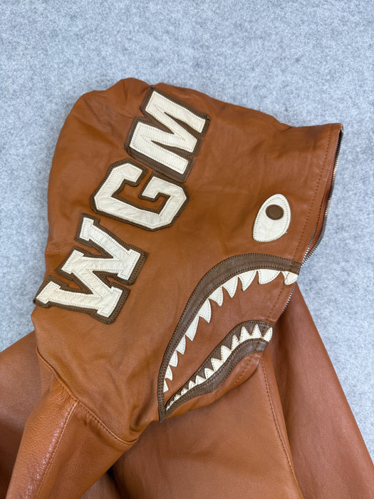 BAPE Sheep Skin Leather Shark Full Zip Jacket (USED) | Vitnage Clothing Store Canada