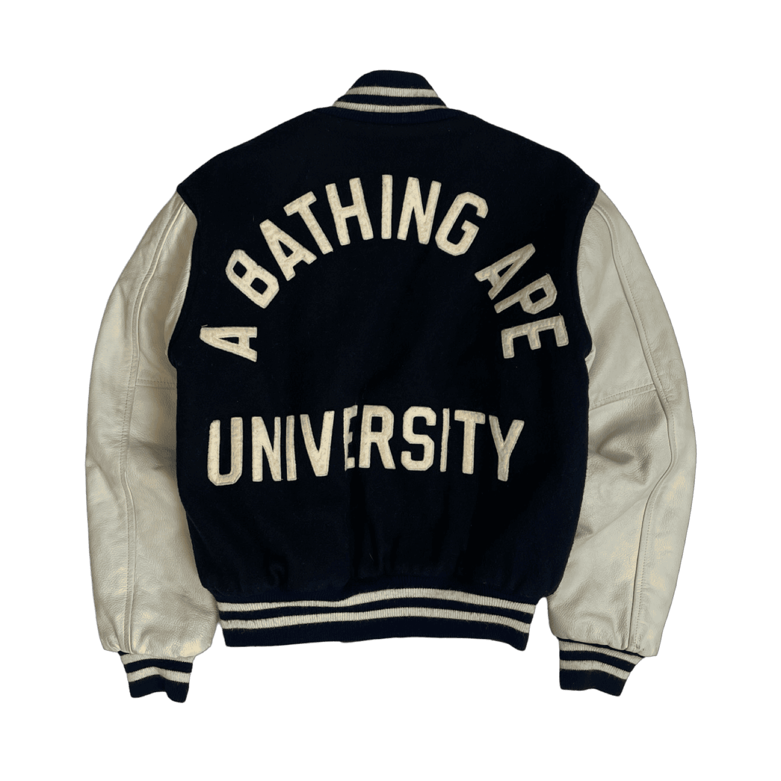 90s BAPE A Bathing Ape University Jacket Navy